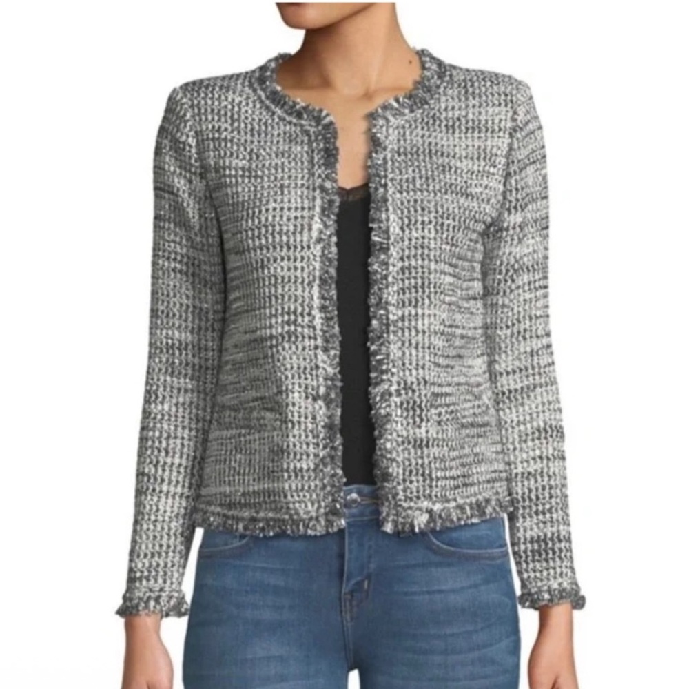 EUC IRO Unplug Metallic Tweed Jacket size 36 blazer career professional